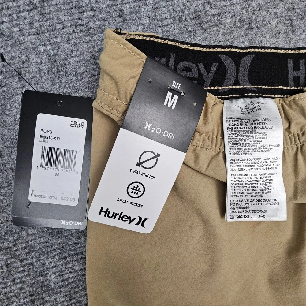 Hurley Boys Cargo Pants H2O-Dri 2-Way Stretch‎ Khaki Tan Size M 10-12